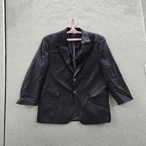 VINTAGE Lauren Ralph Men Blazer 44S Navy Wool Pinstripe Suit Made In Canada